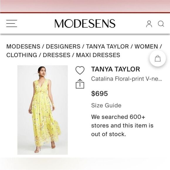 Tanya Taylor silk/cotton Yellow V-Neck Sleeveless Maxi  eyelet Sundress, US4 - Picture 3 of 14